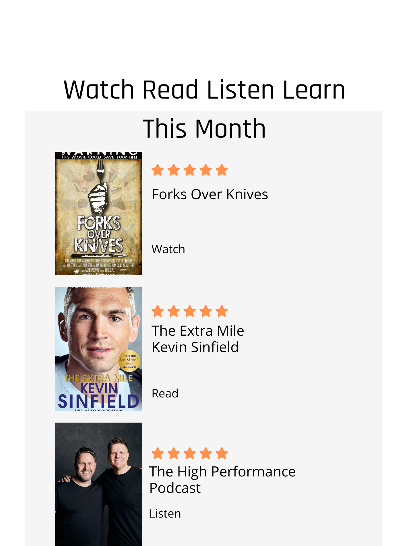 Watch Read Listen Learn: October