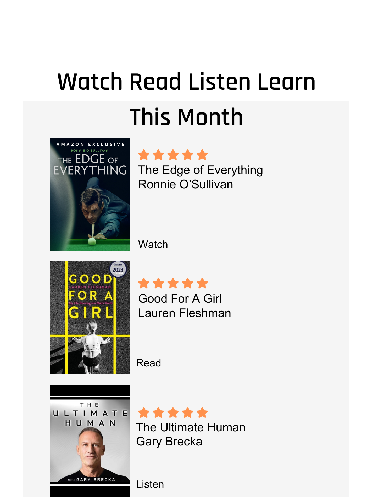 Watch Read Listen Learn: December