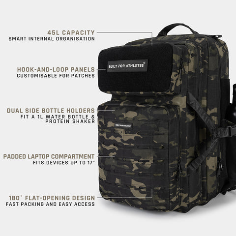 Großer Schwarz Camo Fitnessstudio-Rucksack