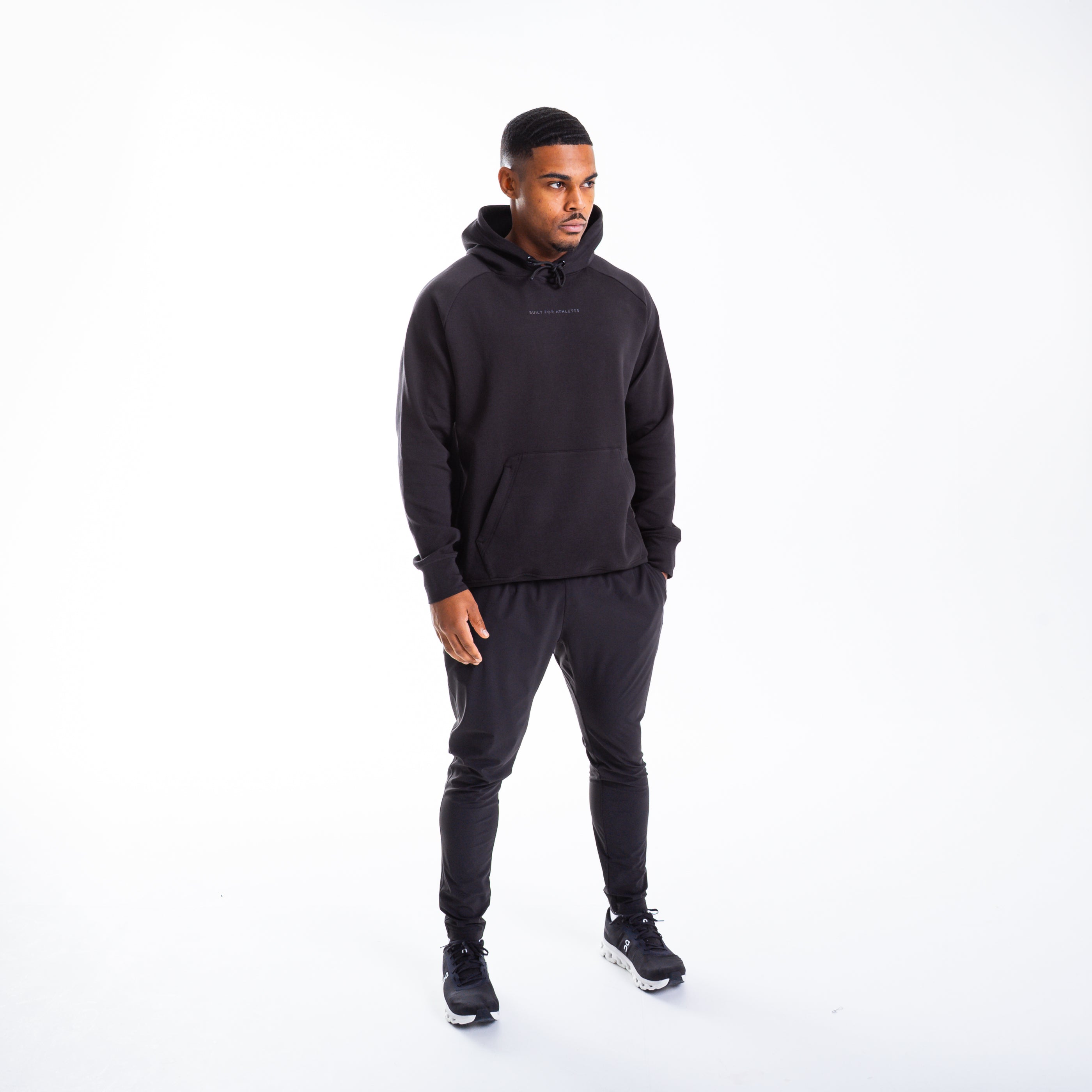 Men's Black Hoodie and Black Training Jogger - Main Image