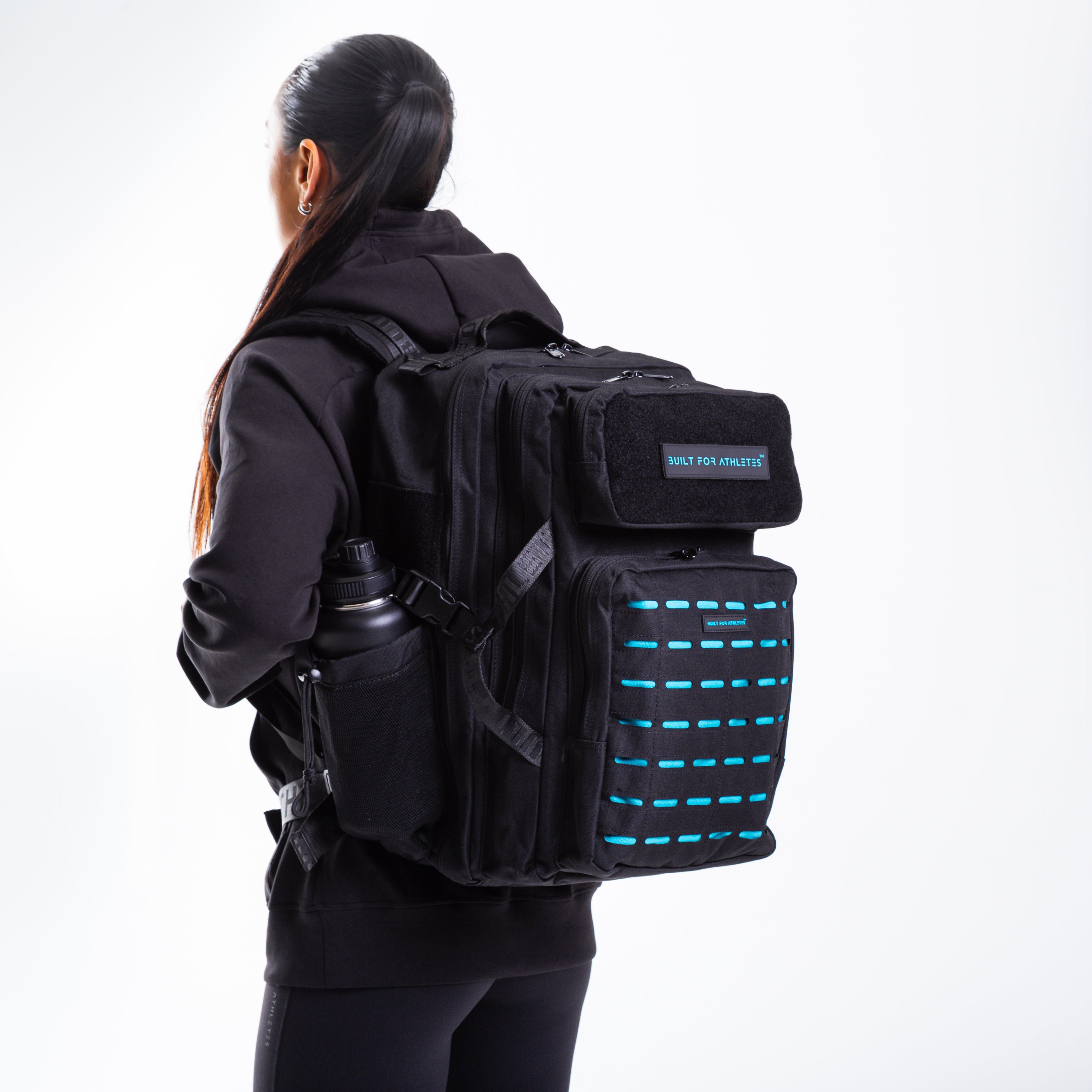 Large Black & Aqua 45L Gym Backpack