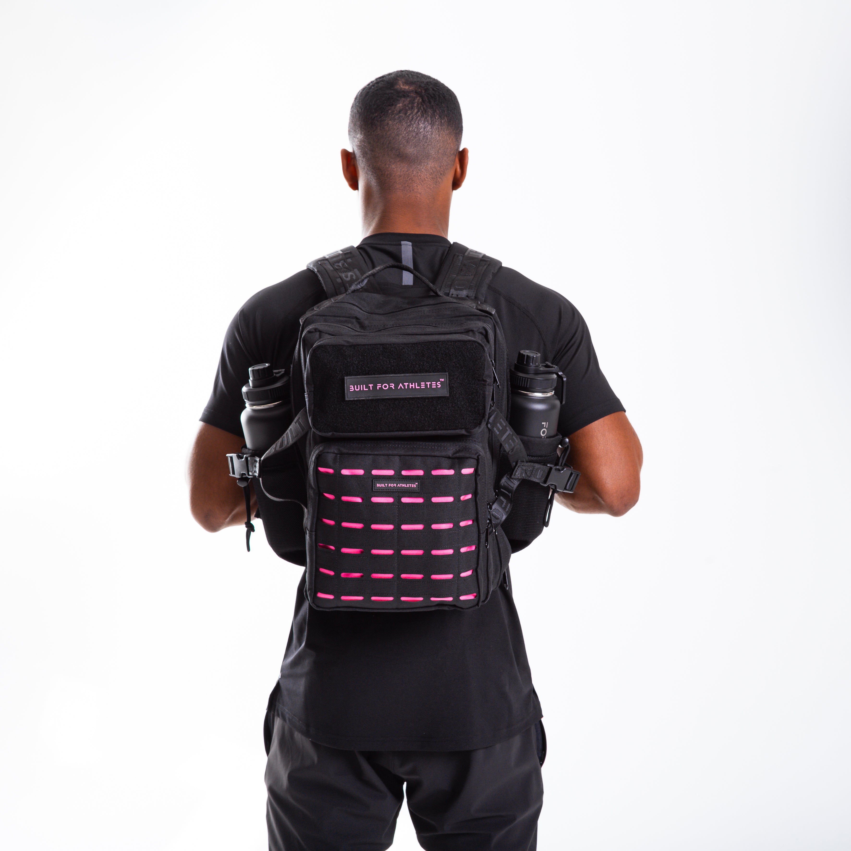 Mittelgroßer schwarzer & pinker Turnrucksack