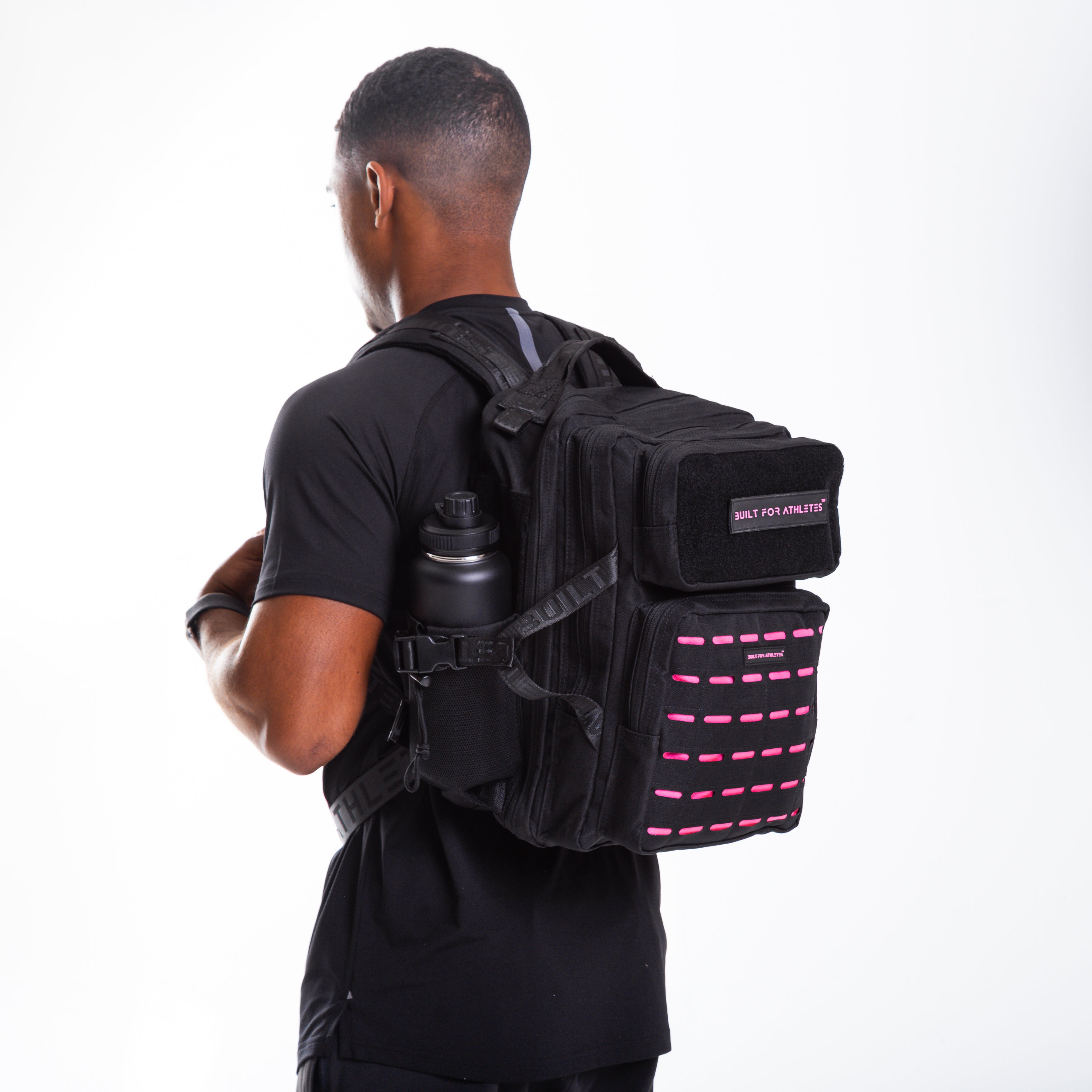Mittelgroßer schwarzer & pinker Turnrucksack