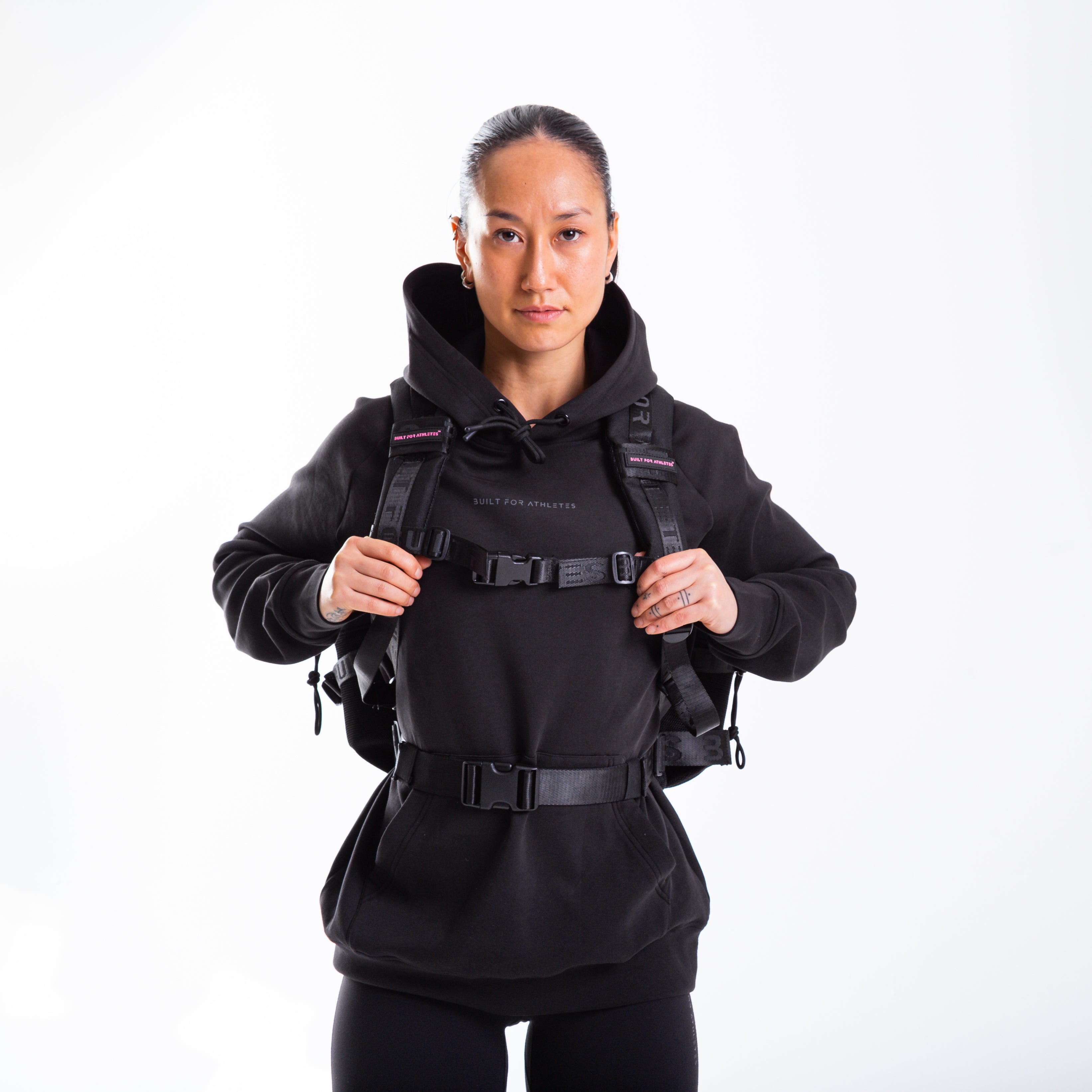 Mittelgroßer schwarzer & pinker Turnrucksack