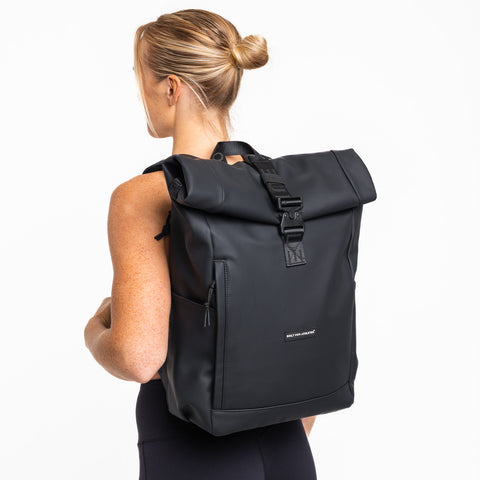 Schwarzer Roll-Top-Rucksack