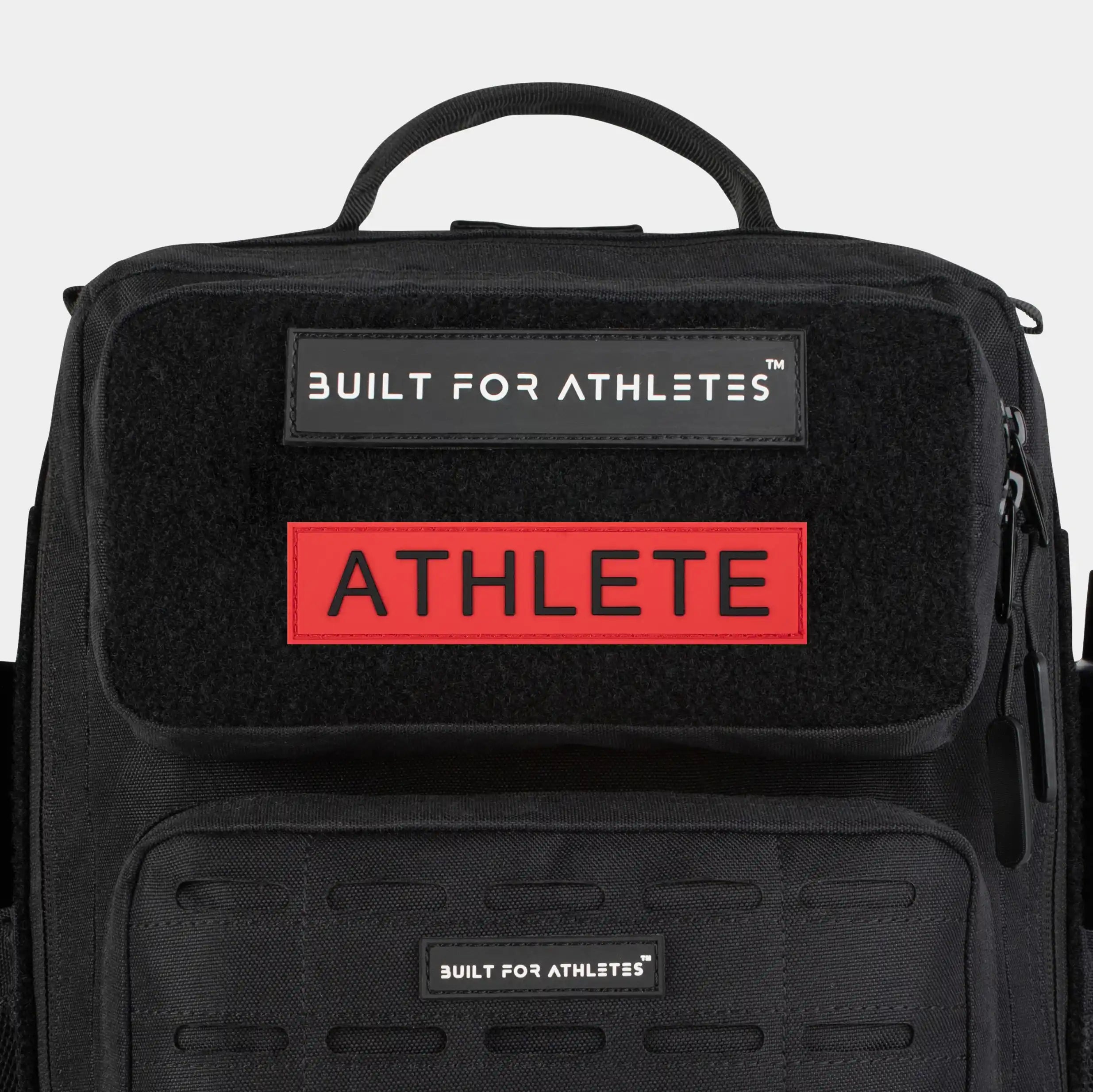 Built for Athletes Patches Black Text Red Back Athlete Patch