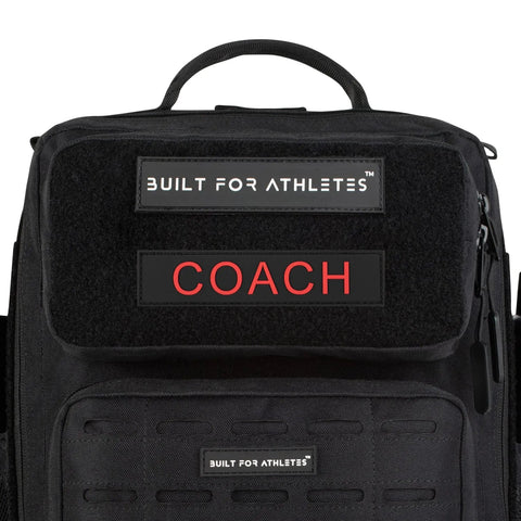 Built for Athletes Patches Red Text Black Back Coach Patch