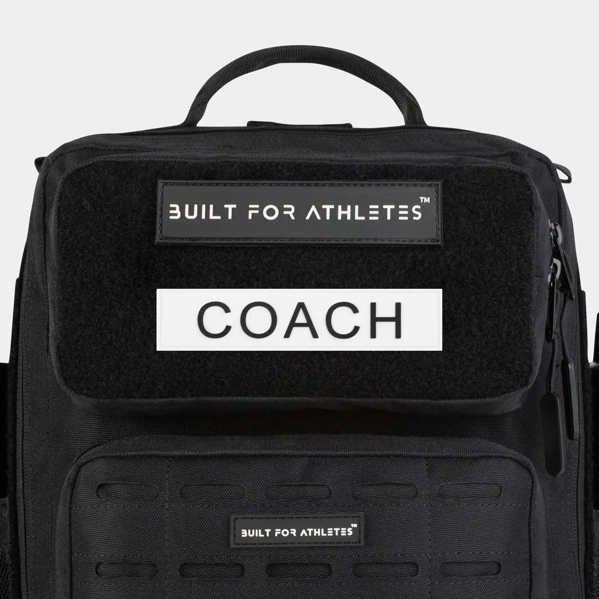 Built for Athletes Patches Black Text White Back Coach Patch