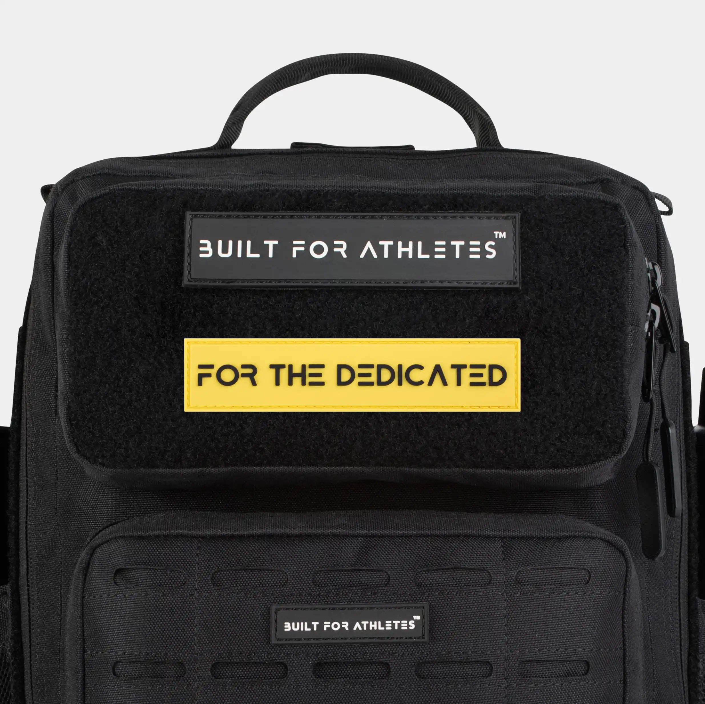 Built for Athletes Patches Black Text Yellow Back For The Dedicated Patches