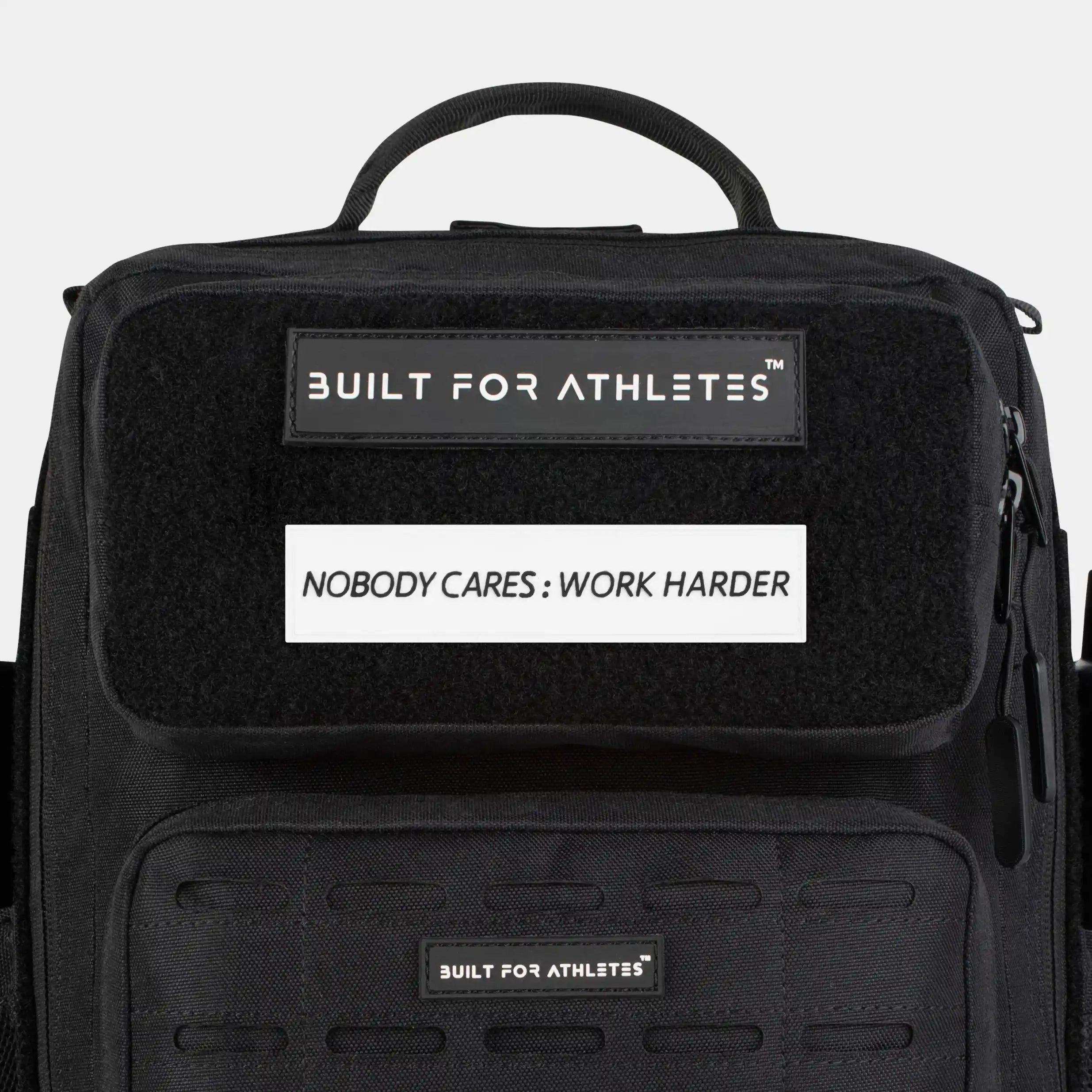 Built for Athletes Patches Black Text White Back Nobody Cares : Work Harder Patch