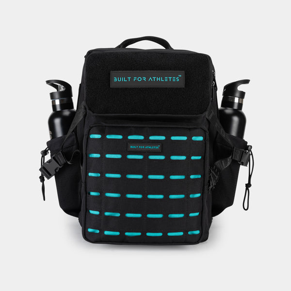 Medium Black & Aqua 25L Gym Backpack – Built for Athletes™
