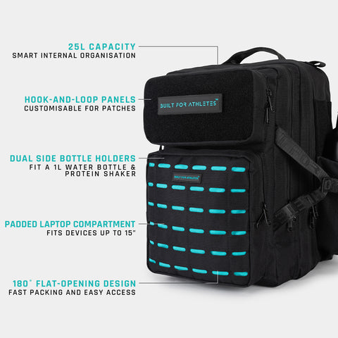 Medium Black & Aqua Gym Rucksack
