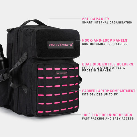Black & Pink Gym Backpack 25L