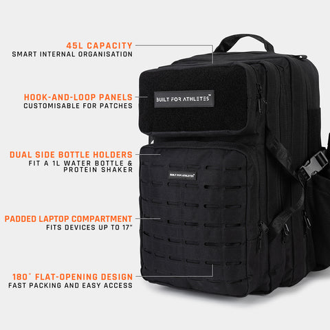 Großer schwarzer Fitnessstudio-Rucksack