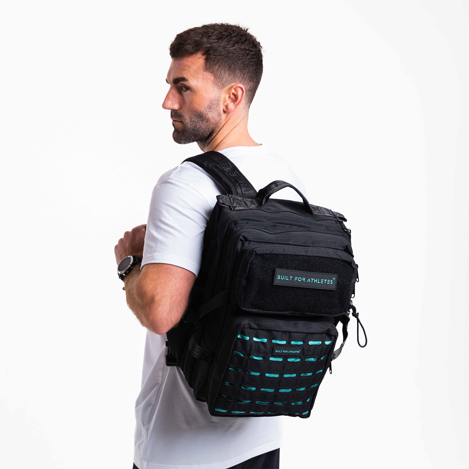built laptop backpack small Black & Aqua Gym Backpack 25L