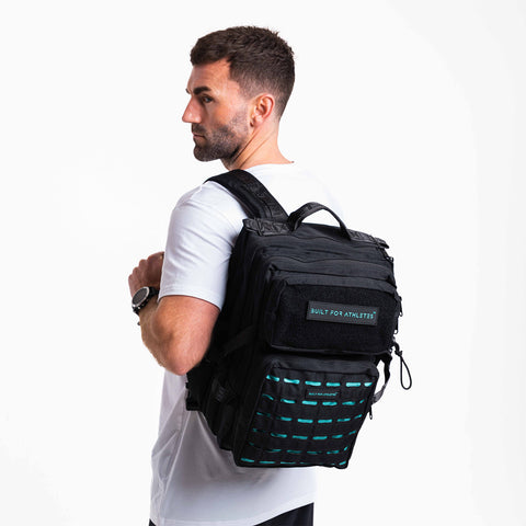 Black & Aqua Gym Backpack 25L