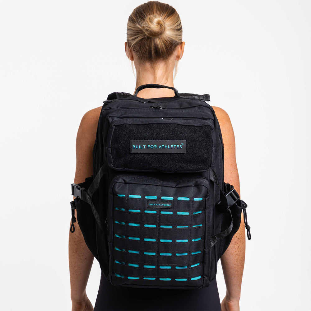 Large Black & Aqua 45L Gym Backpack – Built for Athletes™
