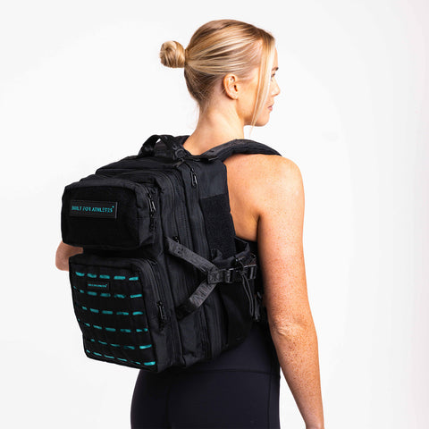 Black & Aqua Gym Backpack 25L