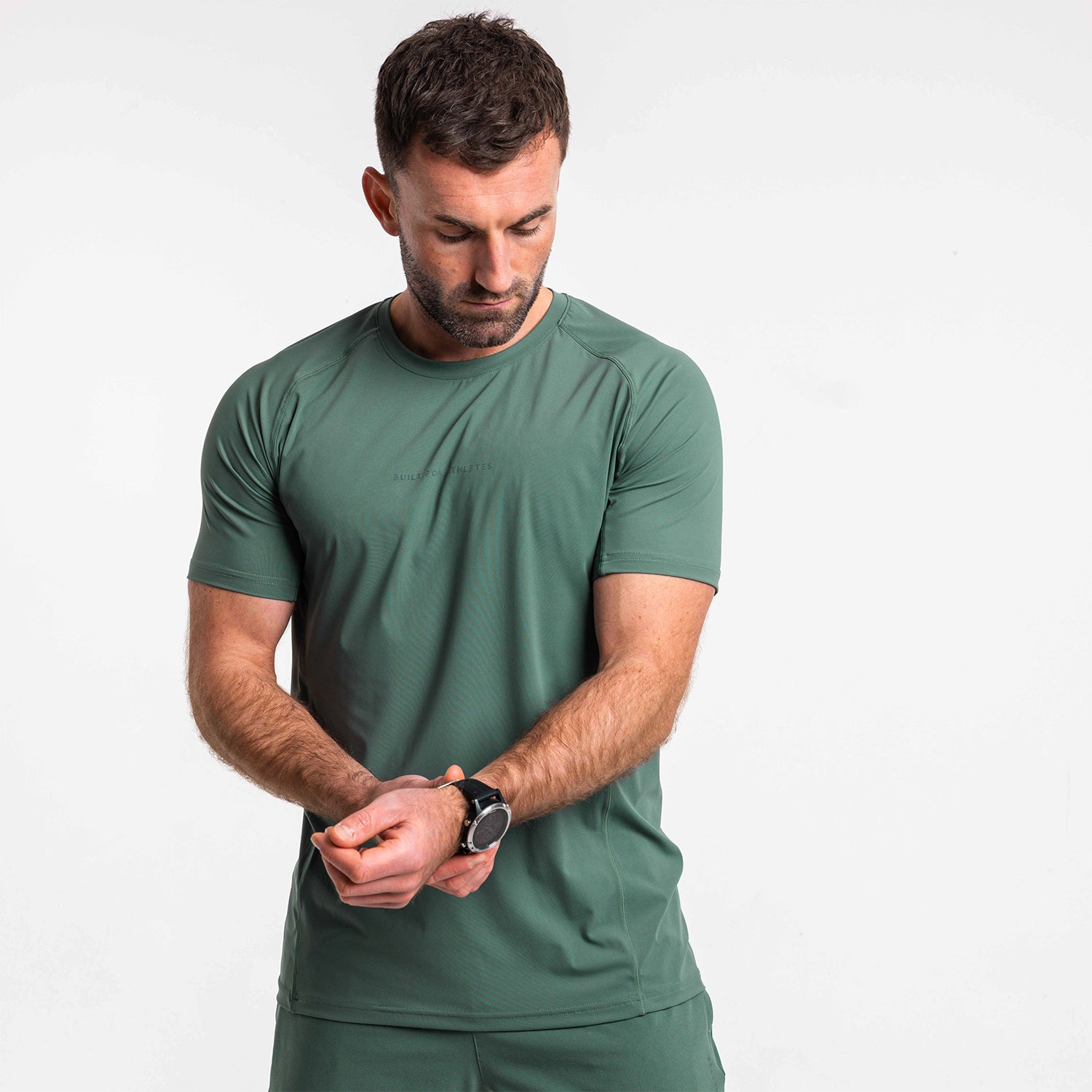 Men's Washed Green Hybrid Training T-Shirt
