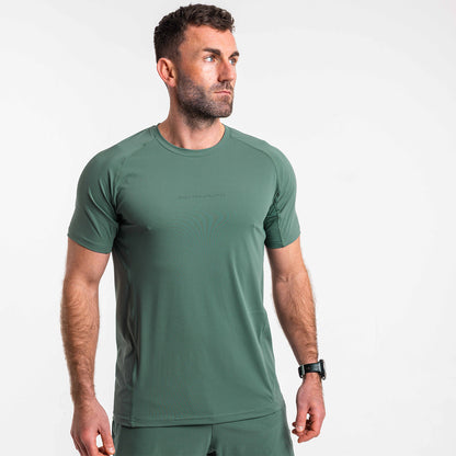 Men's Washed Green Hybrid Training T-Shirt