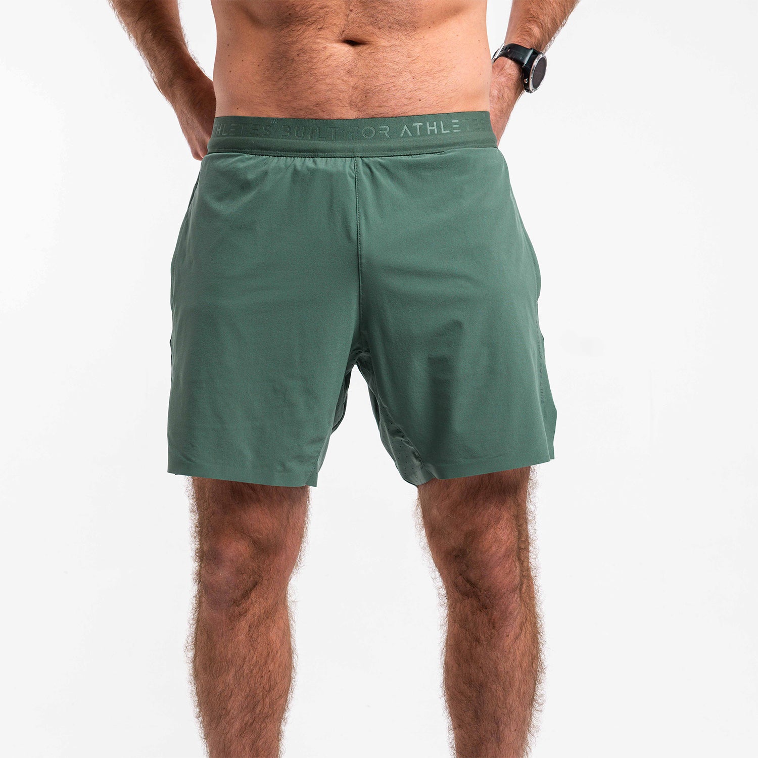 Men's Washed Green 2-in-1 Hybrid Training Shorts