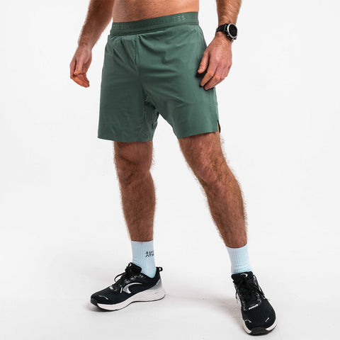 Men's Washed Green 2-in-1 Training Shorts