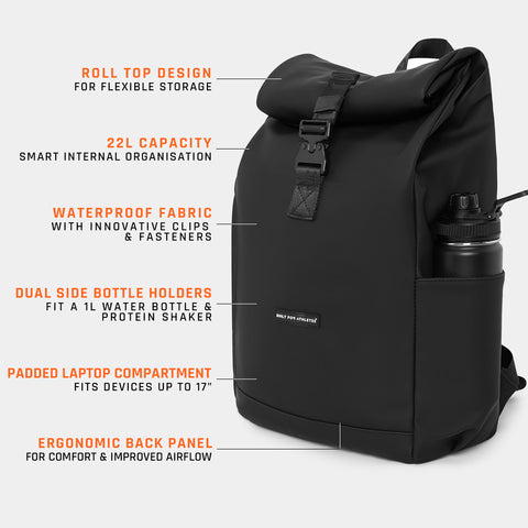 Black Roll Top Backpack