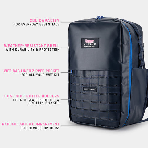 Sac à dos « Tyro » de l'équipe BWT Alpine de Formule 1 en collaboration avec la BFA Navy