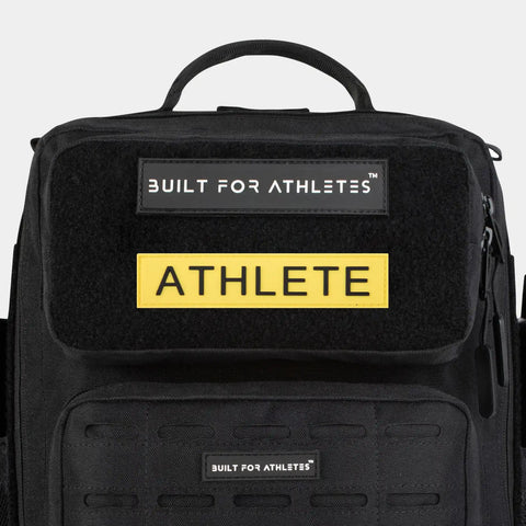Built for Athletes Patches Black Text Yellow Back Athlete Patch