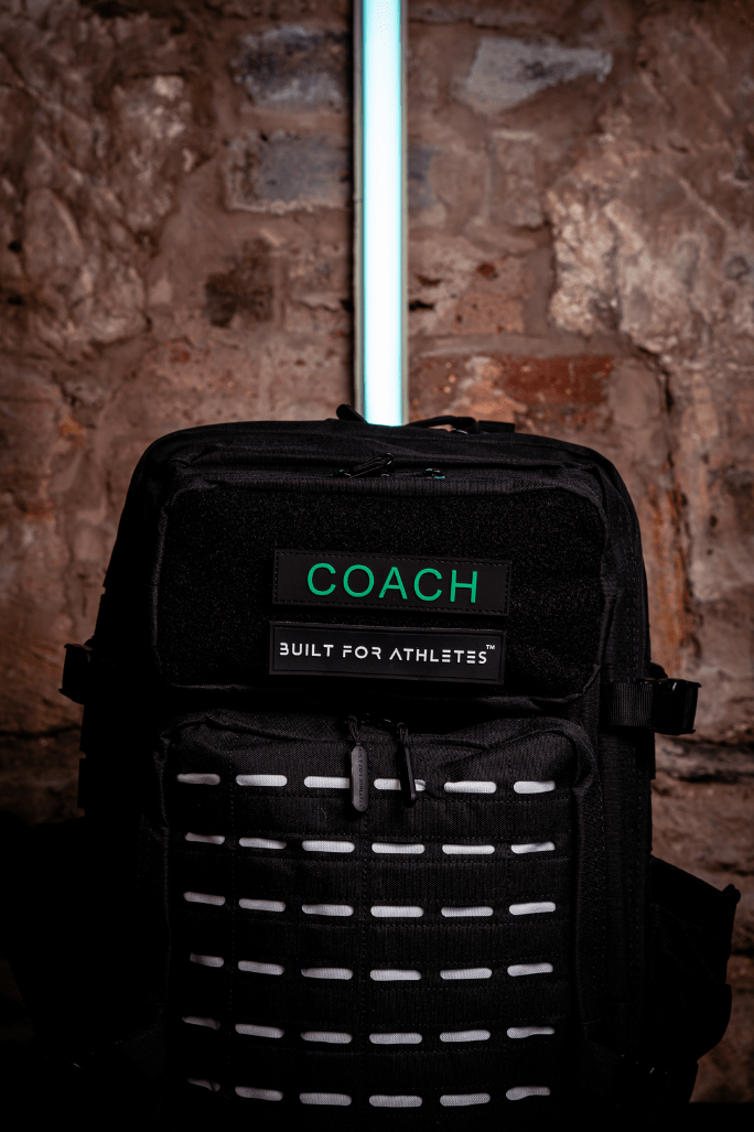 Built for Athletes Patches Green Text Black Back Coach Patch