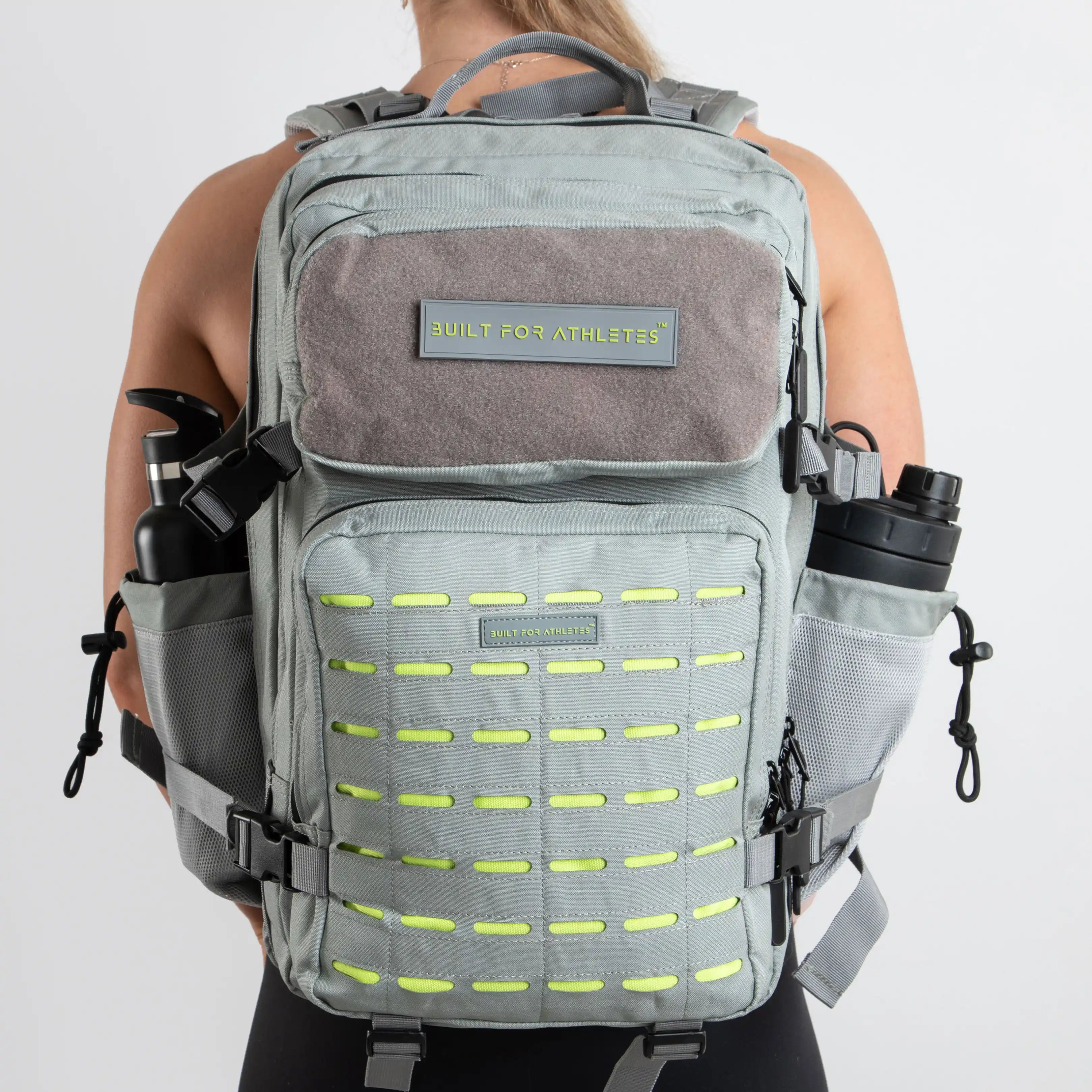 Built for Athletes Backpacks Large Grey & Lime Gym Backpack