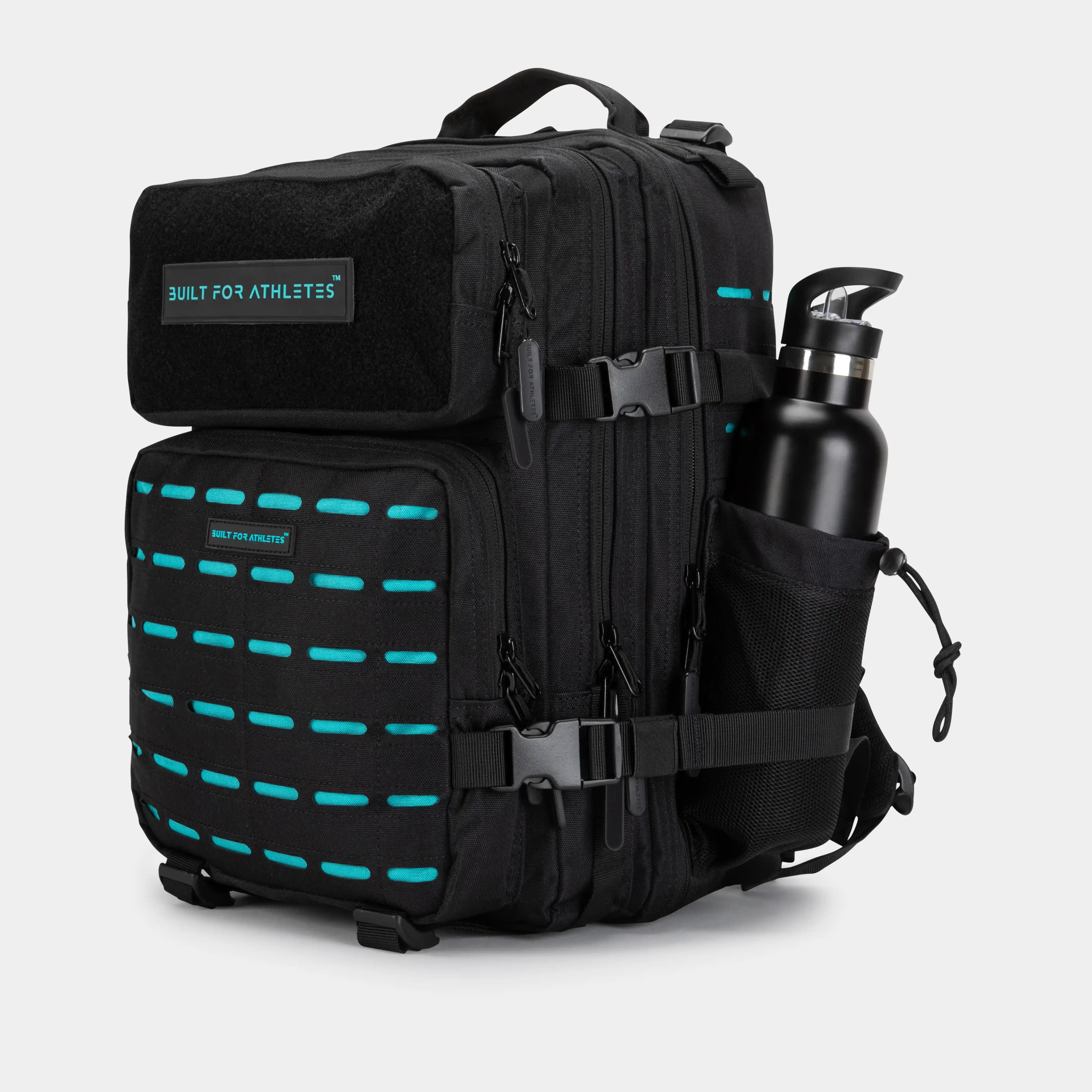 Medium Black & Aqua 25L Gym Backpack – Built for Athletes™