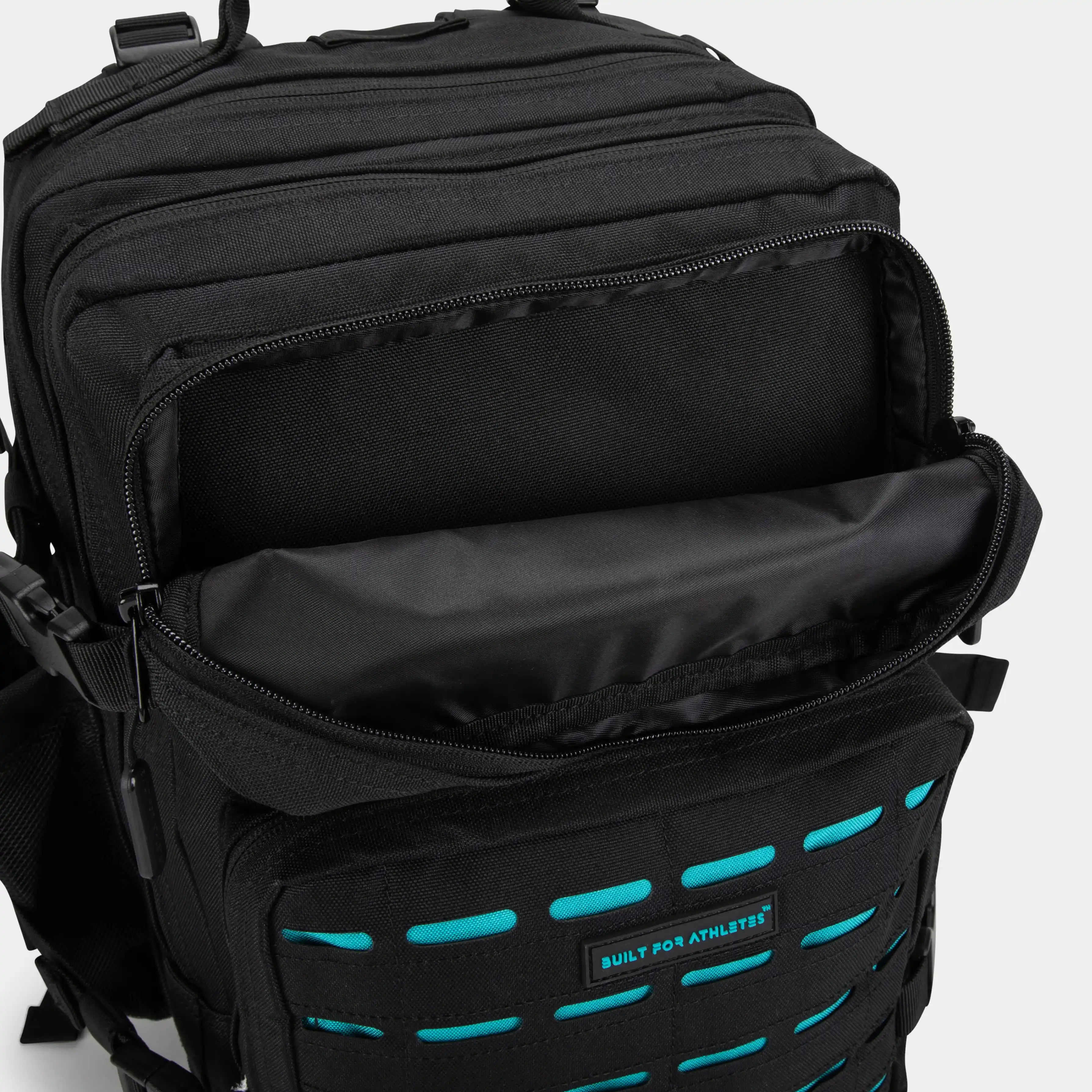 Medium Black & Aqua 25L Gym Backpack – Built for Athletes™