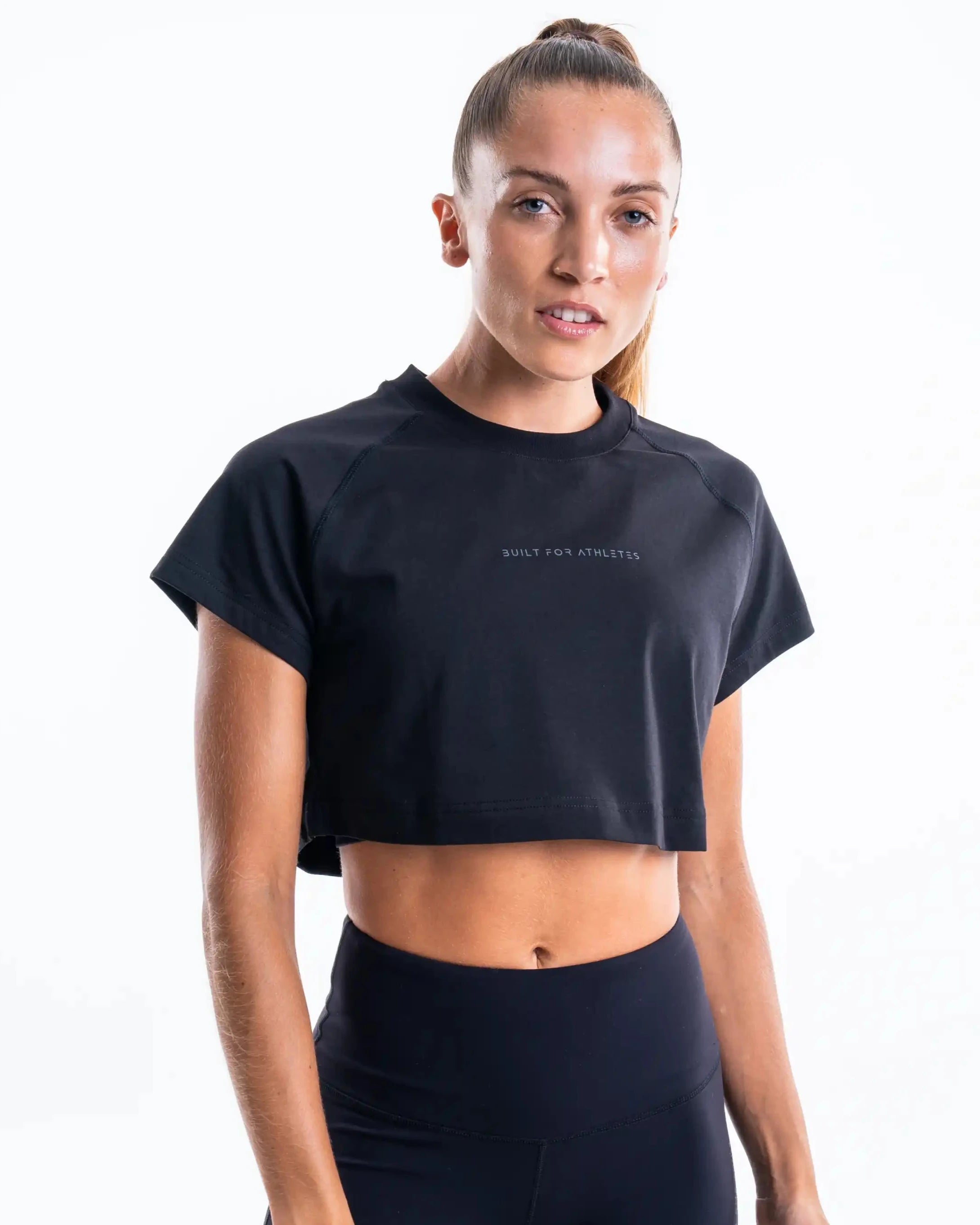 Built For Athletes Womens Shirt Women's Training Crop Tshirt  Black