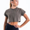 Built For Athletes Womens Shirt Women's Washed Khaki Crop Training T-shirt