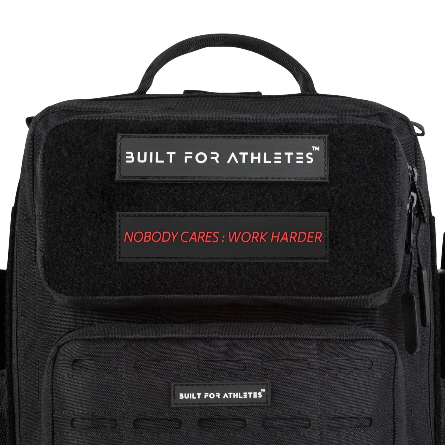 Écusson "Built for Athletes" Texte rouge Dos noir Personne ne s'en soucie : Work Harder Patch