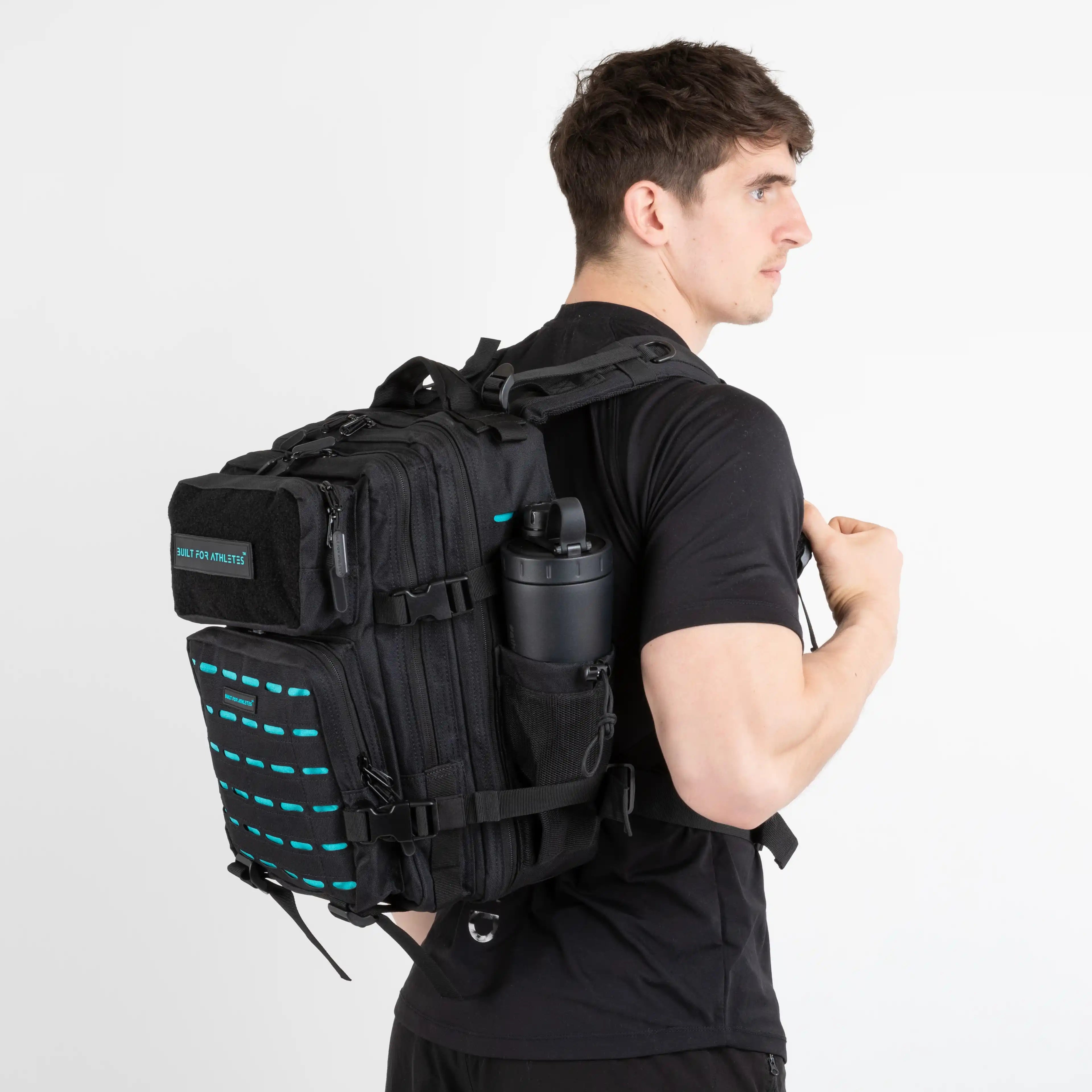 Built for Athletes Backpacks Petit sac à dos de sport noir et aqua